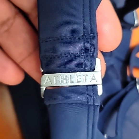 ATHLETA TWISTER GATHERED BIKINI TOP BLUE 38B/C - Picture 5 of 6